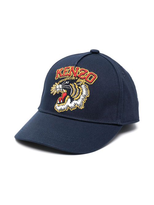 Embroidered cotton cap - Blue