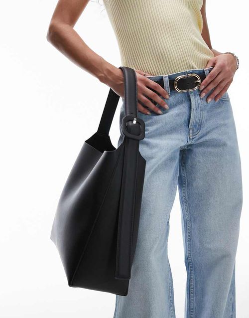 Mango buckle detail adjustable strap bag in black