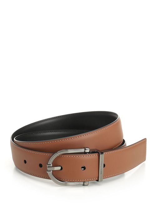 Double Adjustable Classic Round Buckle Belts Brown