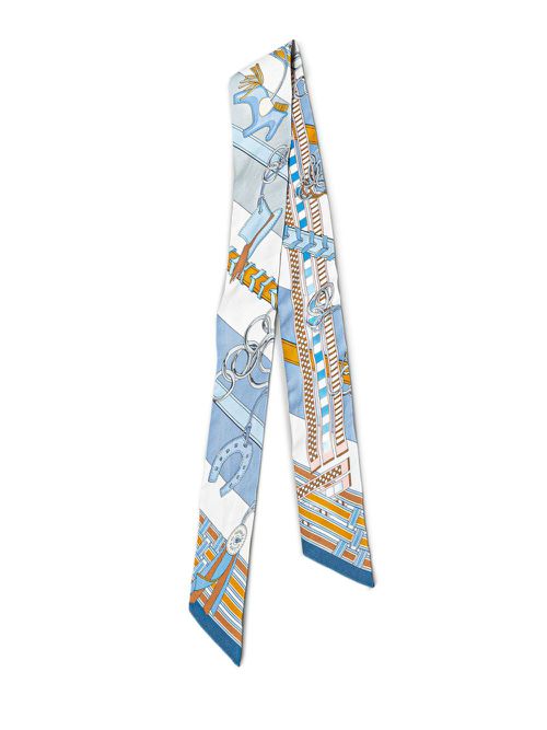 Hermès Pre-Owned 2020-2020 Brides et Gris-Gris Silk Twilly Scarf scarves - Blue