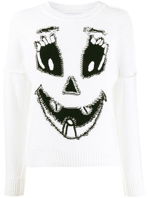 Moschino Pumpkin Face intarsia jumper - White