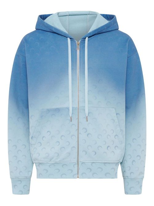 Moon faded ombré zip-up hoodie - Blue