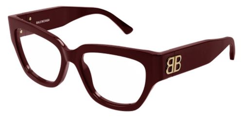Balenciaga BB0326O Asian Fit 004 Women’s Eyeglasses Burgundy Size 53 - Blue Light Block Available