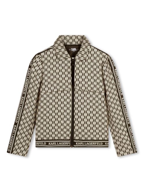 Monogram-pattern zip-up jacket - Neutrals