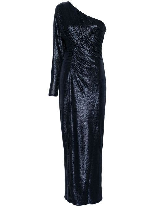 Metallic one-shoulder gown - Blue
