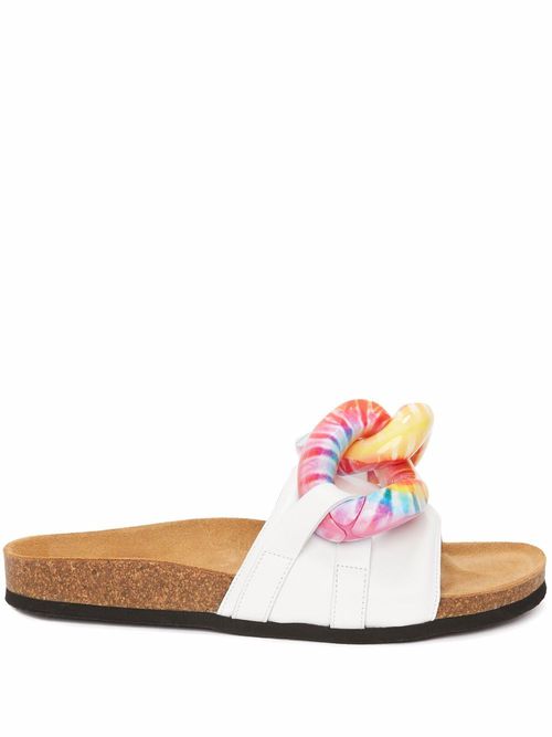 Chain slip-on slides - White