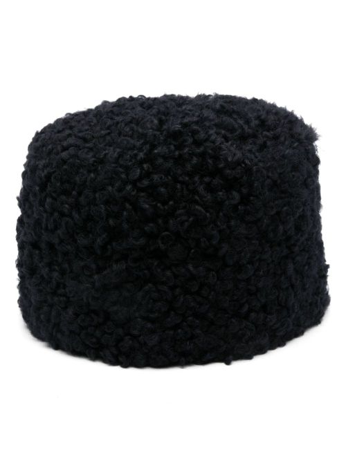 Shearling pillbox hat - Blue