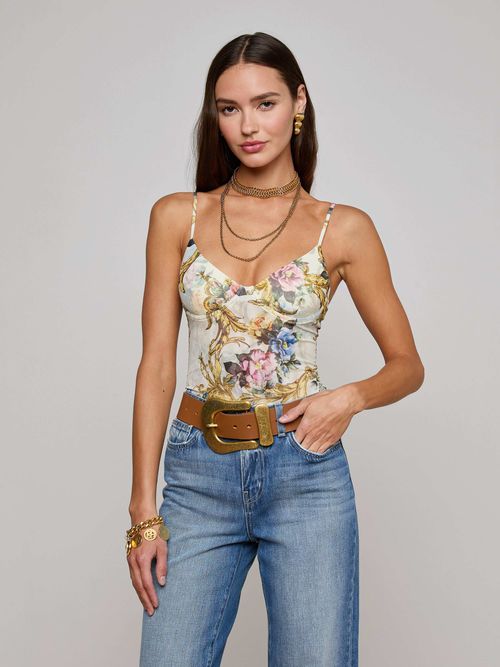 Elowen Underwire Bodysuit In Vintage White Small Floral Baroque