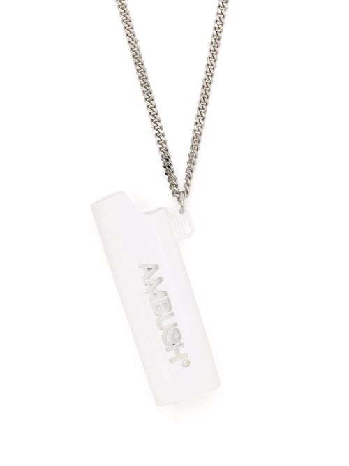 Lighter case pendant necklace - White