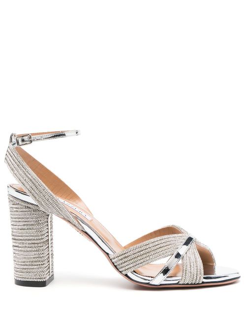 Sundance 85mm crystal-embellished sandals - Silver