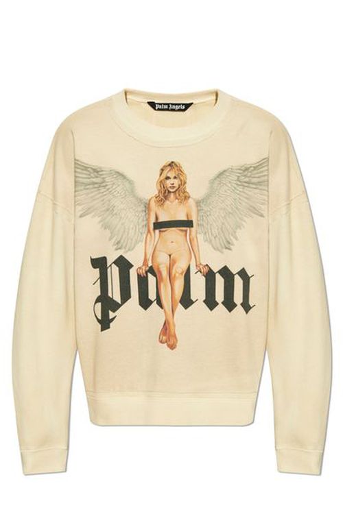 Palm Angels Angel Wings Printed Pin Up Sweatshirt