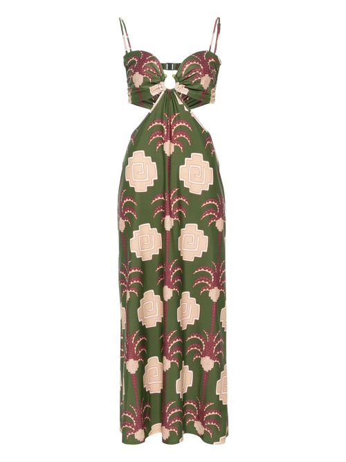 Jungle Geometry midi dress - Green