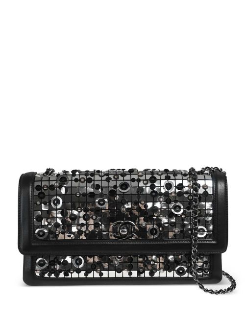2016 sequin-embellished shoulder bag - Black