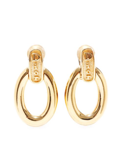 Gold plated clip-on drop earrings