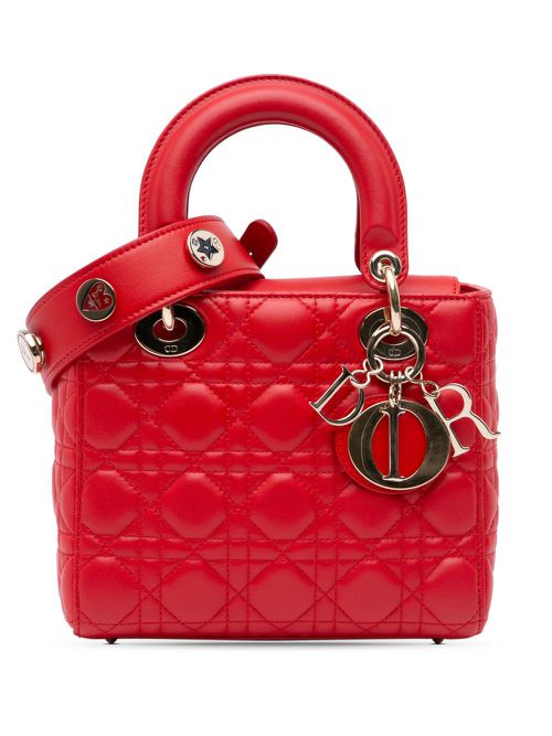 Christian Dior Pre-Owned 2017 Small Lambskin Cannage My ABCDior Lady Dior satchel - Red
