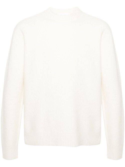 Crew-neck boiled wool jumper - White