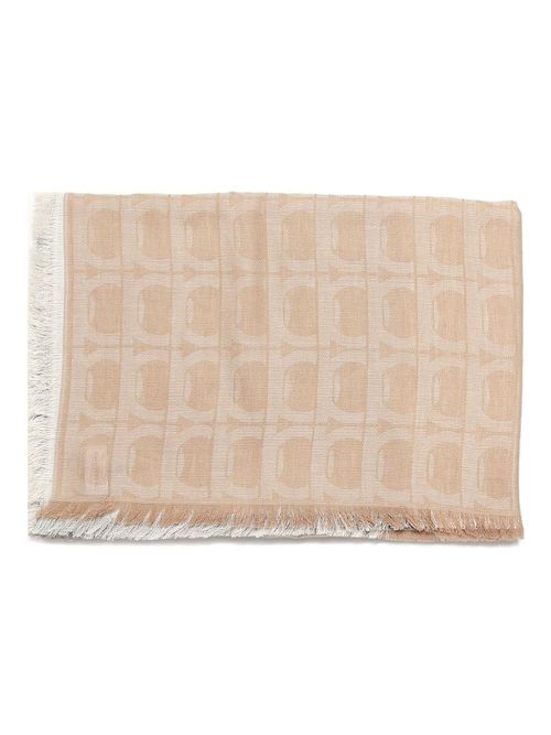 Patterned fringed scarf - Brown
