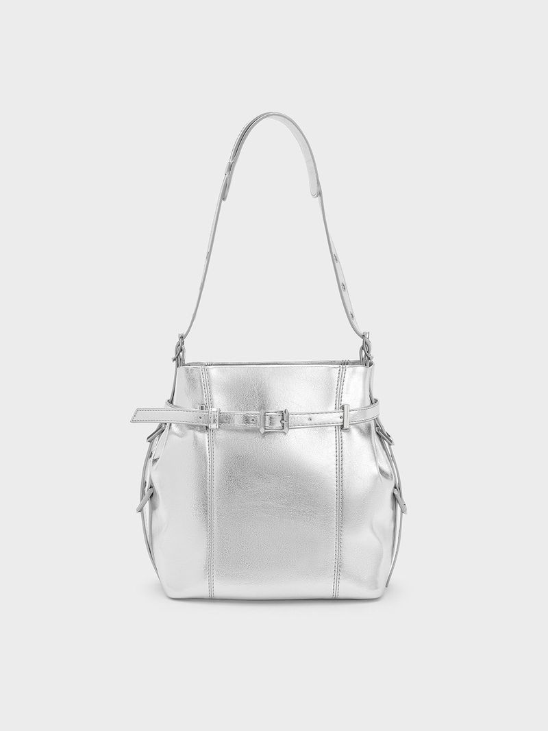 Charles & Keith Charles & Keith - Bryna Metallic Belted Bucket Bag
