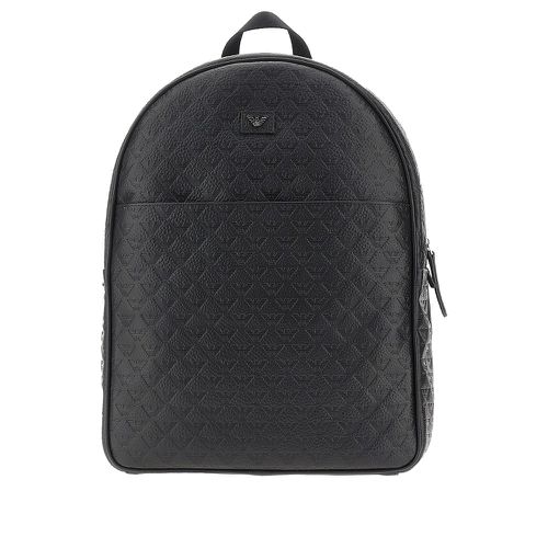 EMPORIO ARMANI All-over Eagle embossed leather backpack Man One Size