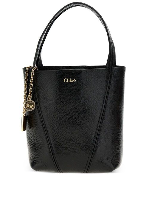 Small Chloé Spin Tote Bag In Grained Leather