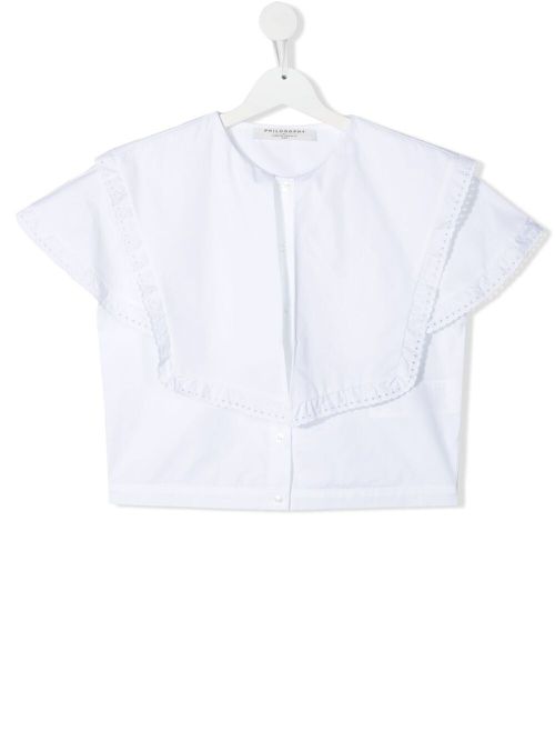 Philosophy Di Lorenzo Serafini Kids TEEN ruffle-trimmed cotton shirt - White