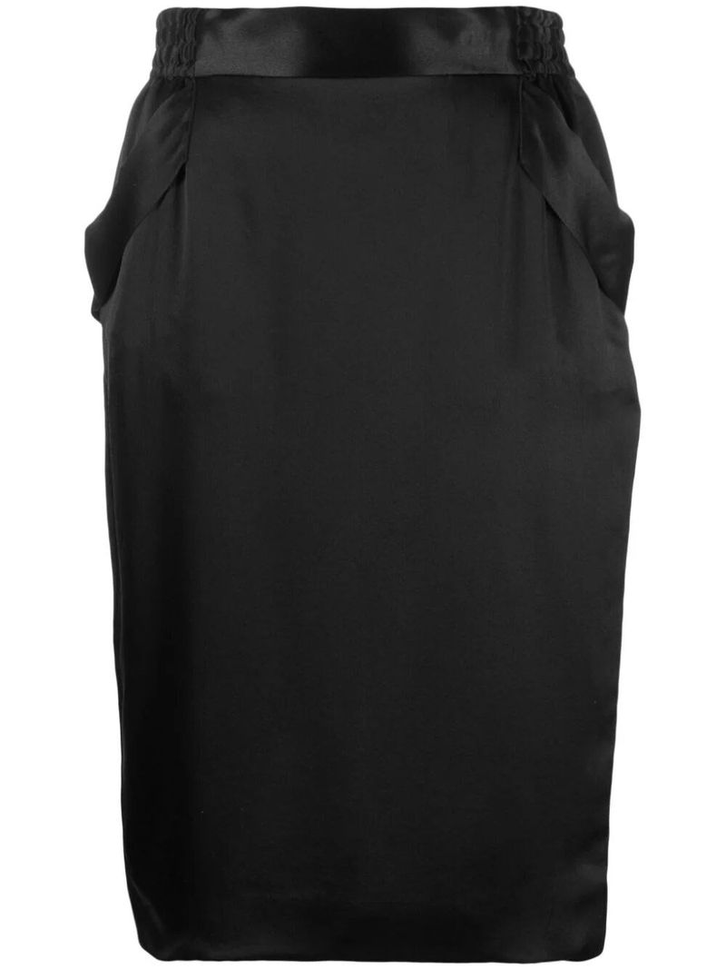 입생로랑 여성 Satin-Finish Silk Pencil Skirt