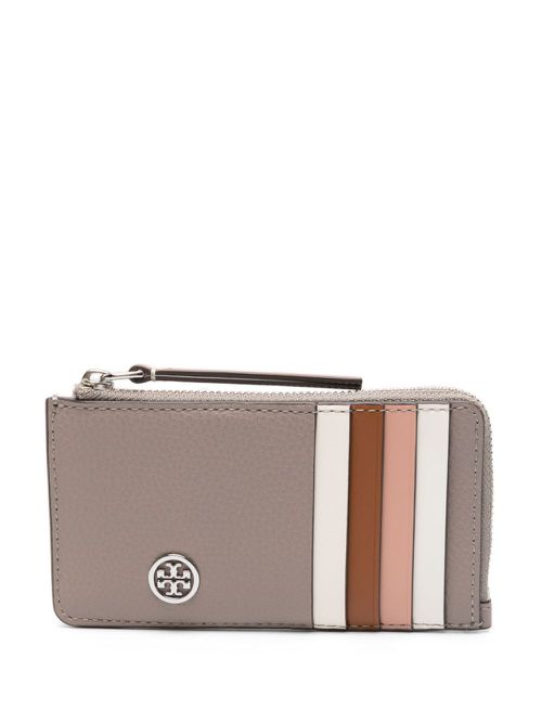 Logo-plaque leather wallet - Grey
