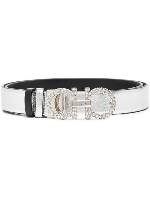 Rhinestone buckle belt - Silver