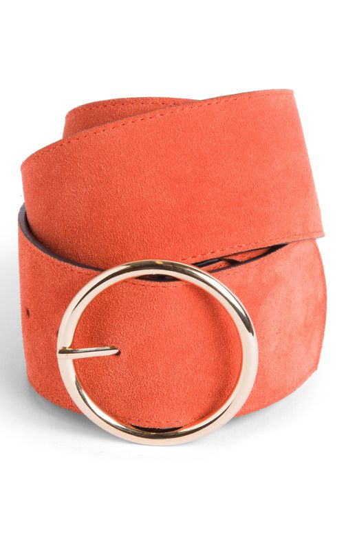 Ladies Wide Suede Belt, Orange