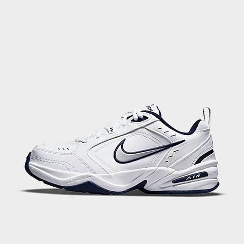 Nike 남성 Men's Air Monarch IV Casual Shoes (Wide Width 4E) in WHITE/METALLIC SILVE 