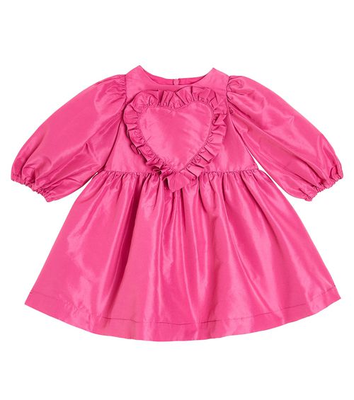 Baby heart-appliqué taffeta dress