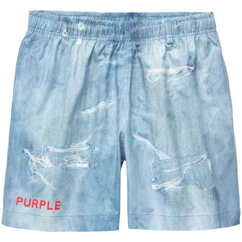 Purple Brand distressed-effect washed denim shorts - Blue - Realry