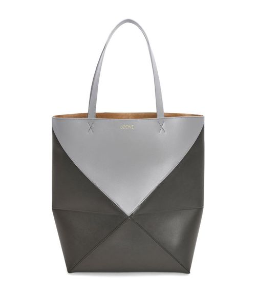 Large Leather Fold Puzzle Tote Bag