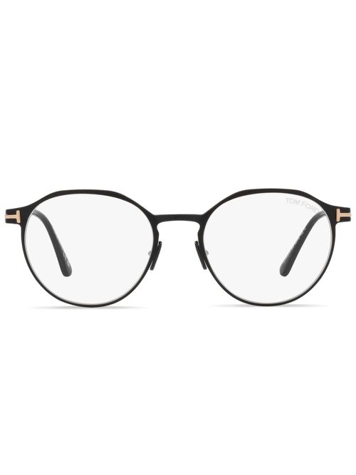 Round-frame raised-bridge glasses - Black