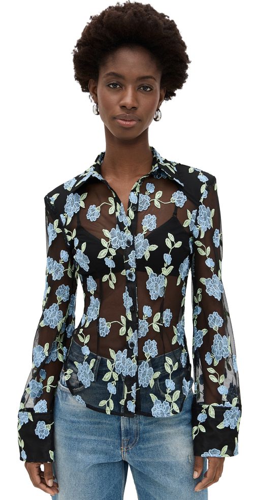 Mesh Fitted Shirt Black Comb.