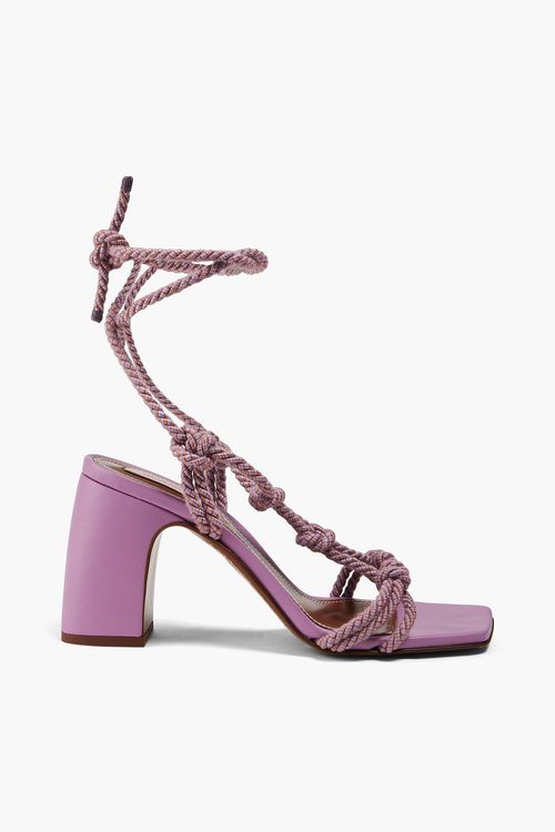 Knotted leather and cord sandals - Purple - EU 37