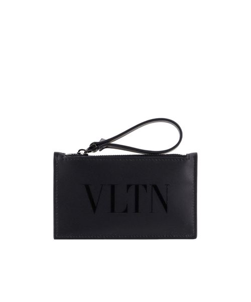 발렌티노 남성 logo-print zipped wallet
