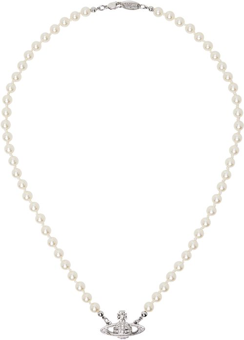 Vivienne Westwood Off-White Mini Bas Relief Pearl Necklace
