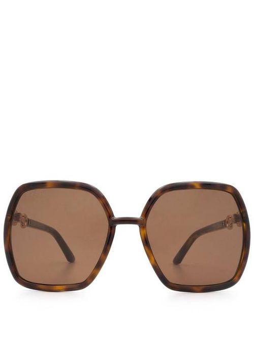 Oversize-frame horsebit-detail sunglasses - Brown