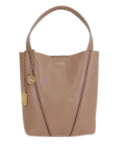 Small Chloé Spin Tote Bag In Grained Leather