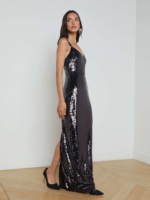 Karma Sequin Maxi Dress In Black