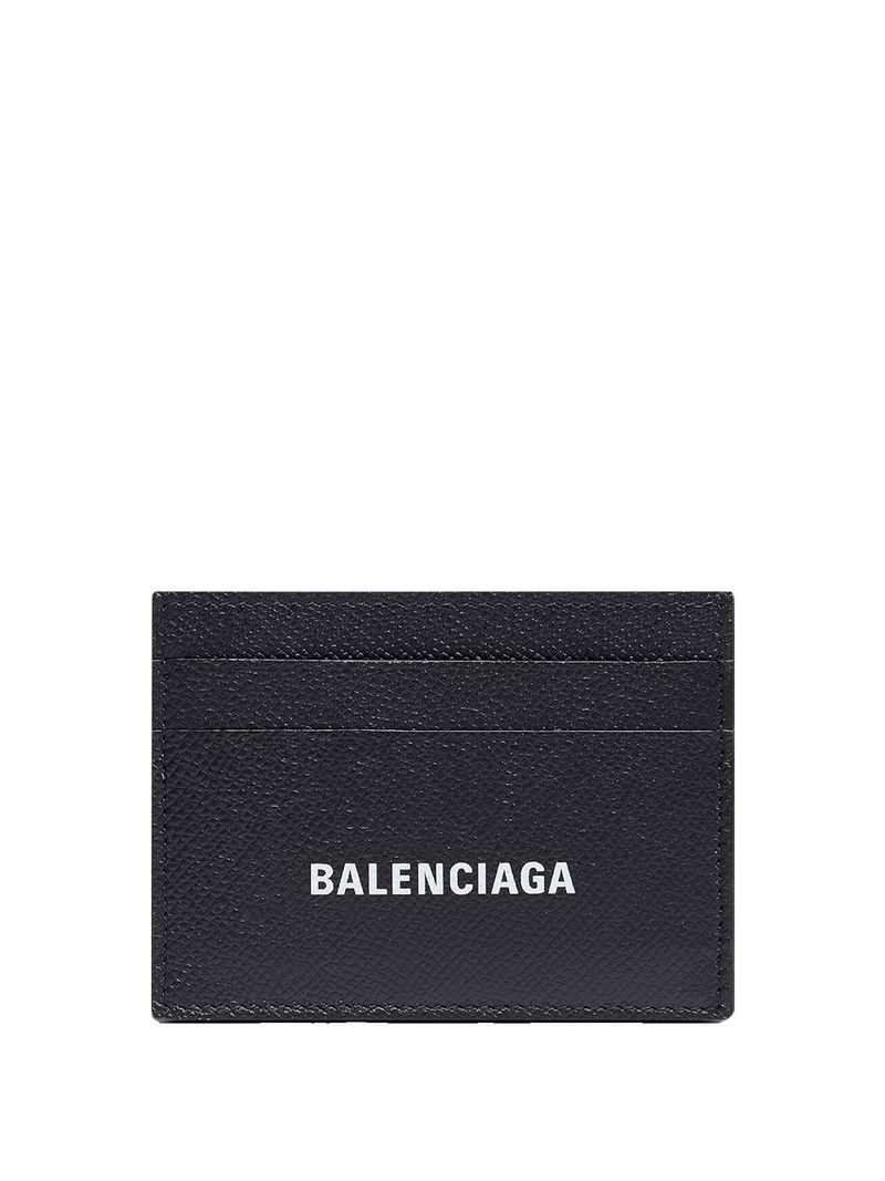 발렌시아가 남성 Logo-Print Grained Leather Card Holder