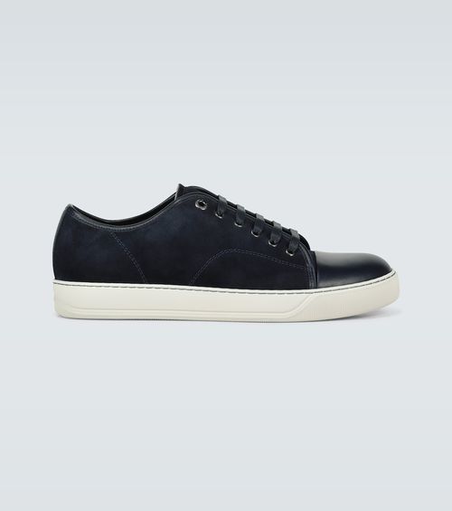 Suede and leather cap-toe sneakers