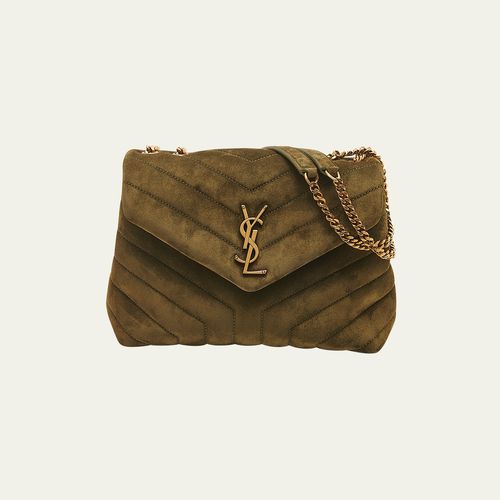 Saint Laurent Loulou Small Monogram YSL Suede V-Flap Shoulder Bag