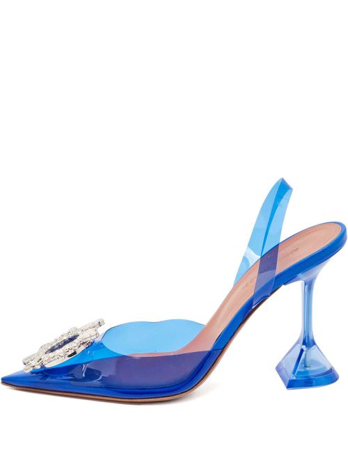 95mm leather heeled pumps - Blue