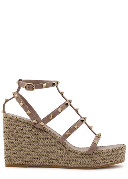 Rockstud 100 Leather Wedge Espadrilles