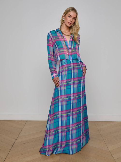 Patricia Plaid Maxi Skirt In Multi Colorful Plaid