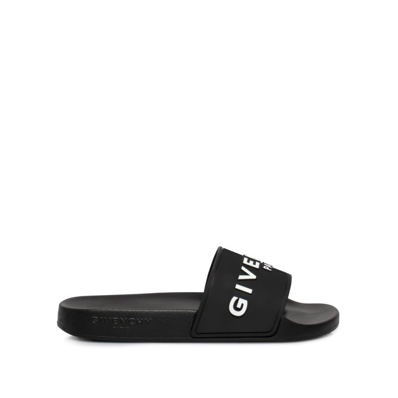 지방시 Logo Flat Sandal in Black
