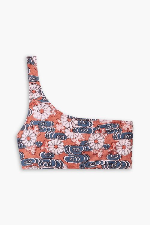 Reina one-shoulder floral-print bikini top - Orange - S
