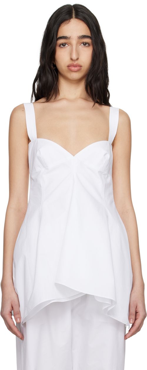 Carven White Heavy Poplin Top